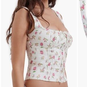 House of CB Chicca Square Neck Corset Top rose white floral